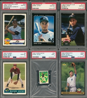 1992-1993 Assorted Brands Derek Jeter PSA MINT 9 and PSA GEM MT 10 Rookie Cards Collection (6 Different)